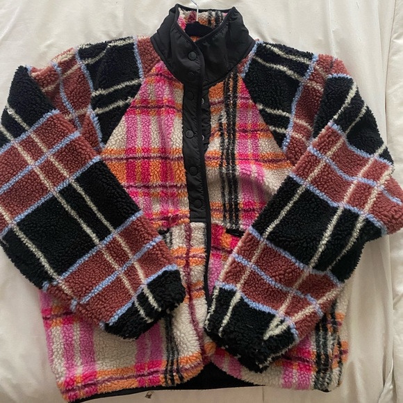 Free People Jackets & Blazers - MULTI PLAID PATCH WORK FLEECE
